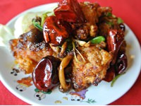 塩漬け唐辛子と豚肉青菜の炒め（辛）