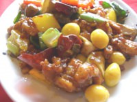 鶏と銀杏の辛み炒め